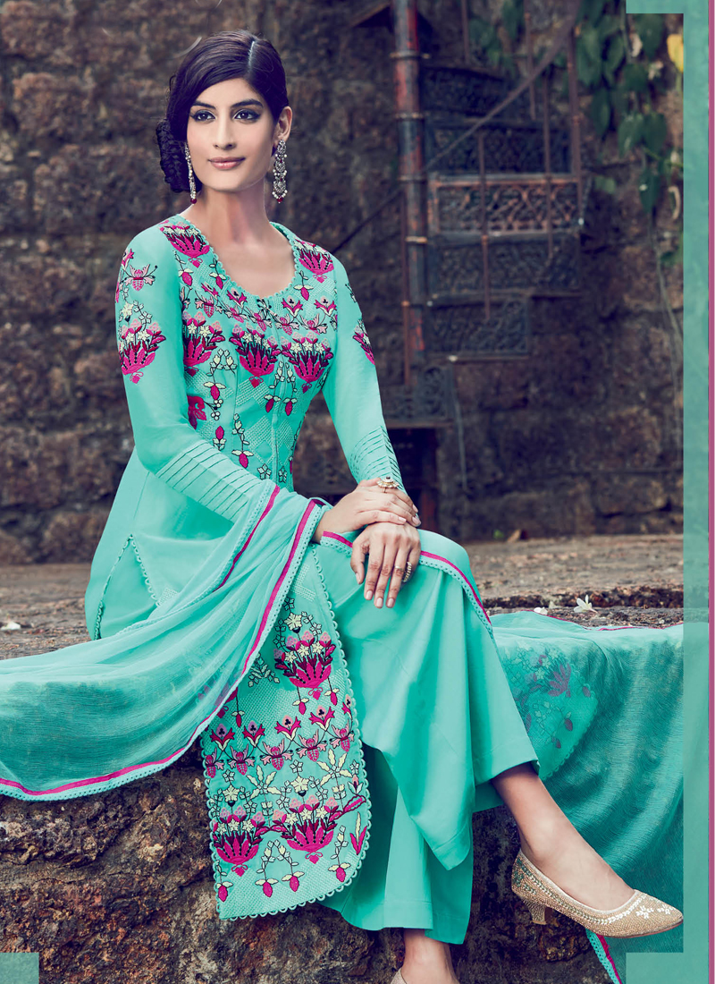 punjabi suit firozi colour